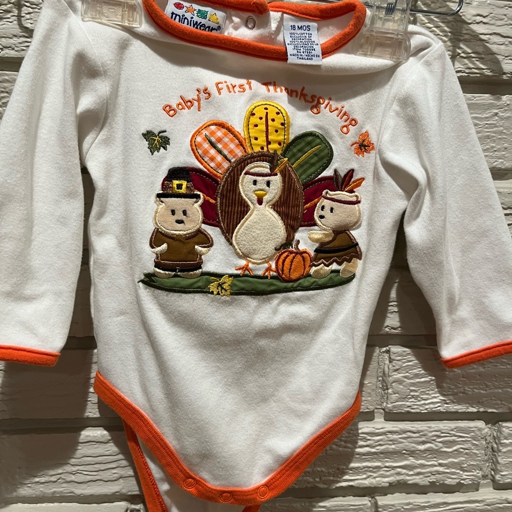 Miniwear -Baby’s 1st Thanksgiving  with Turkey Patchwork design
